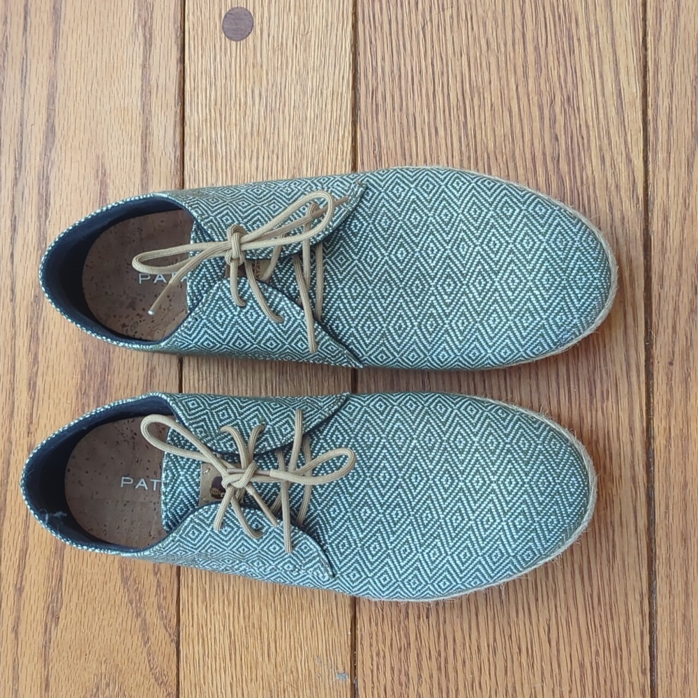 Patara Taj nomad dark green diamond pattern cotton mens shoes size 10